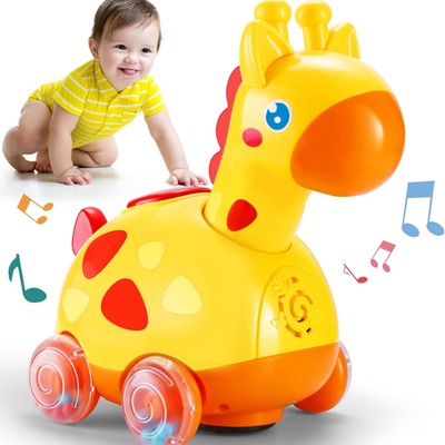اسباب بازی زرافه چرخ دار موزیکال Yerloa Musical Giraffe Crawling_اسباب بازی